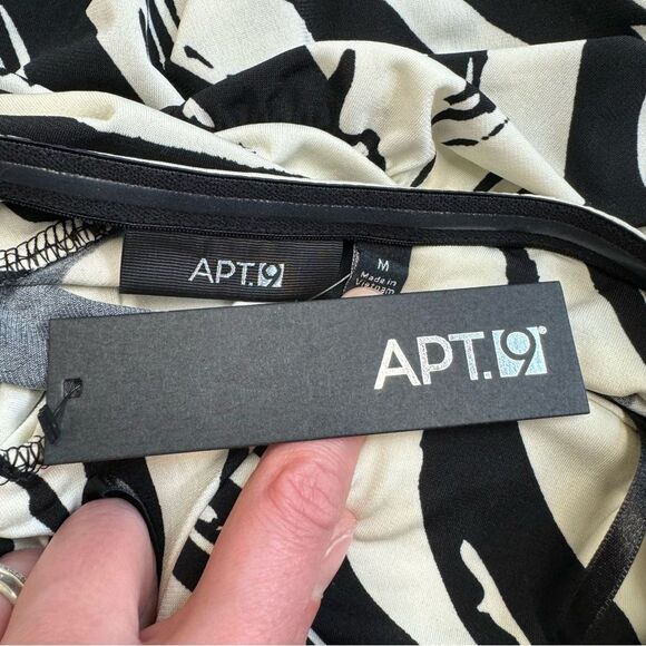 Apt 9 Women's Tropical Palm Fran Tie Halter Mini Dress M Med Medium Black Ivory - Picture 7 of 12